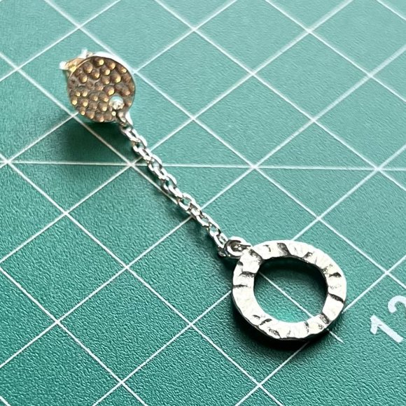 New Genuine 925 Sterling Silver Hammered Post Earrings Open Circle Drop Gift Box - Picture 1 of 8